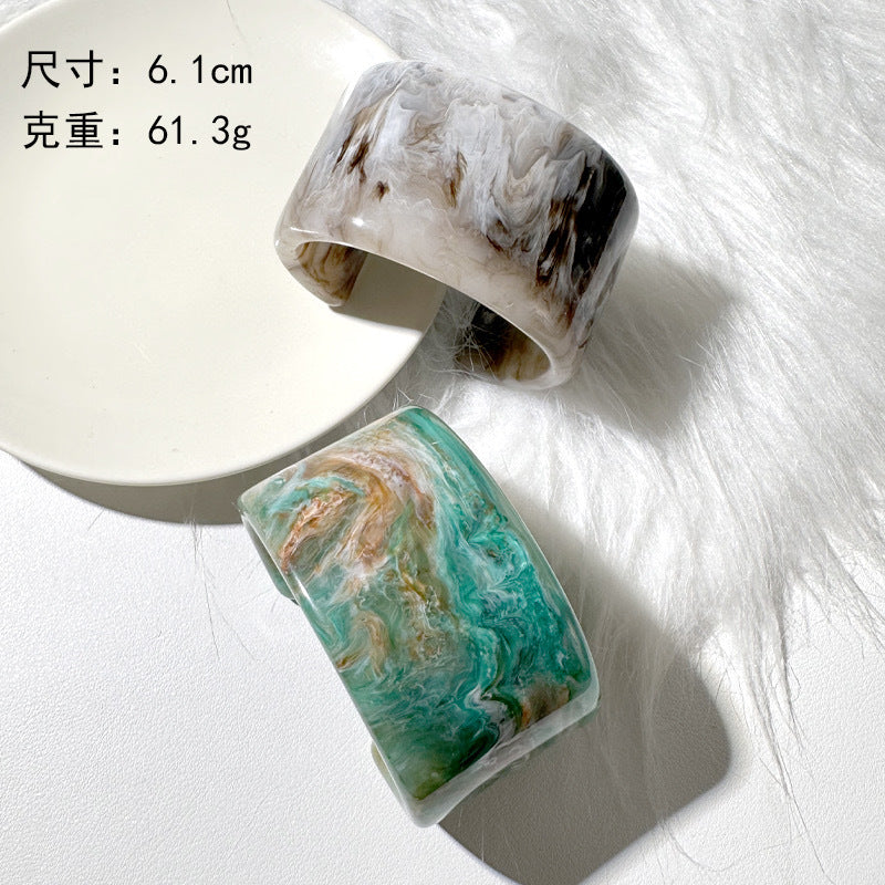 Wholesale Dyed Oil Painting Oval Wide Version Resin Ins Bracelet